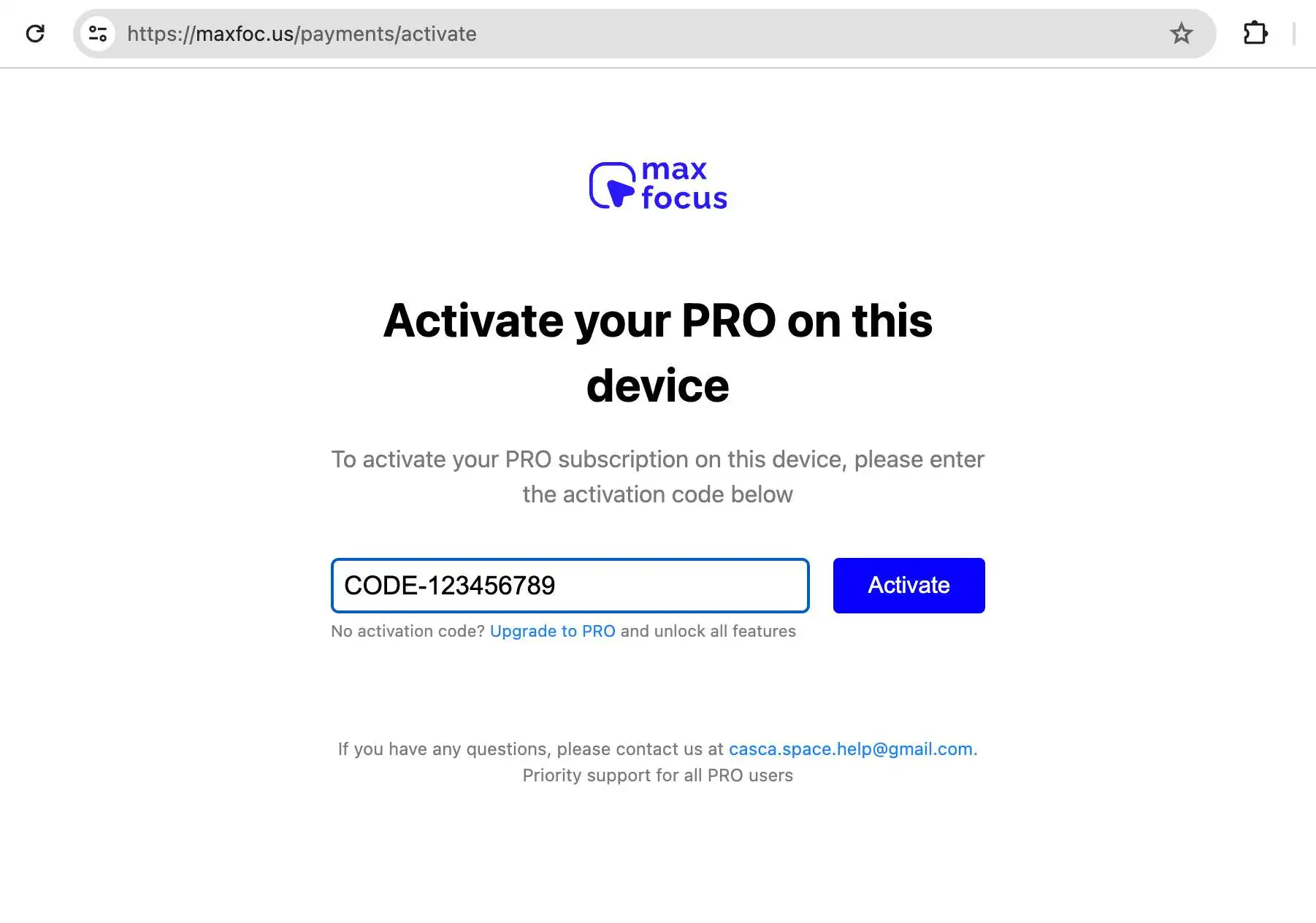 Activation Page