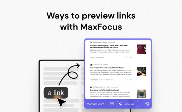 Ways to preview links in the MaxFocus: Link Preview extension