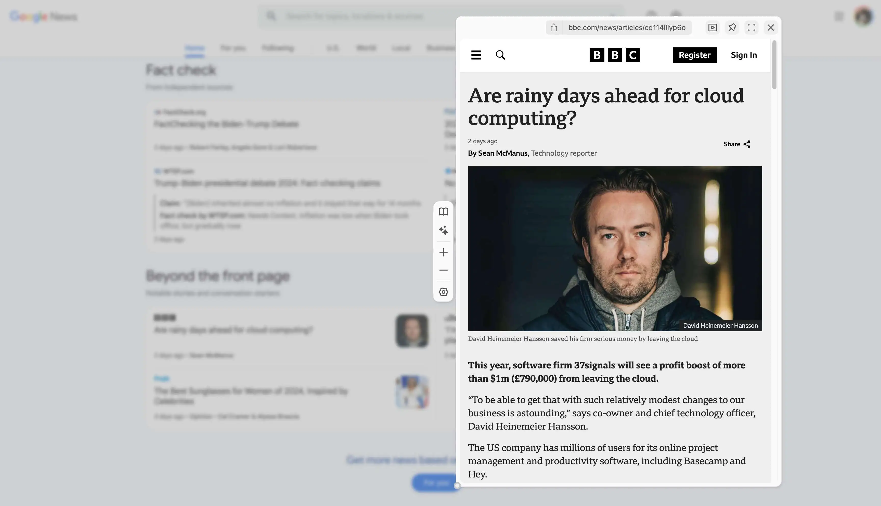 Google News with MaxFocus: Link Preview extension