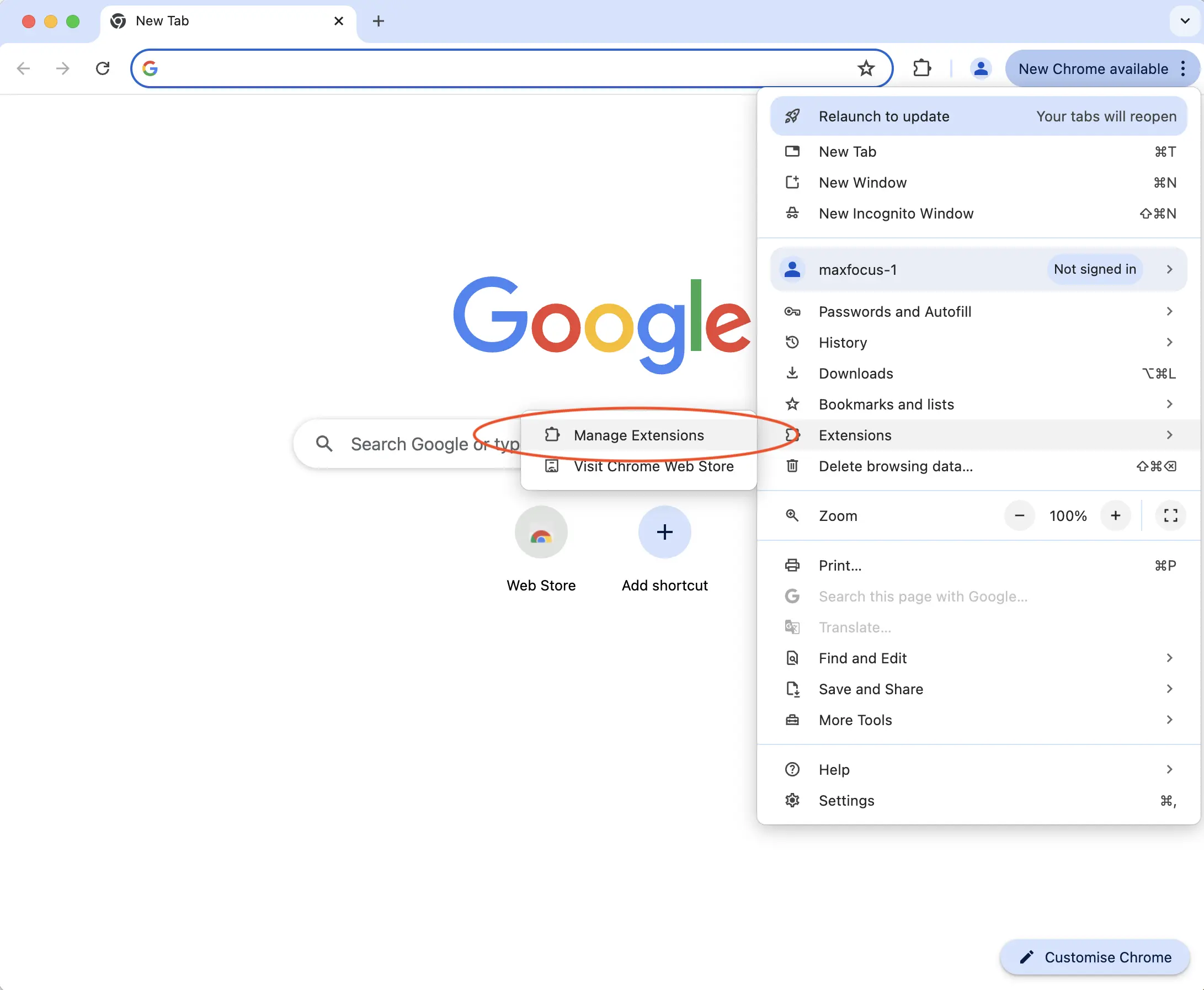 Activation des extensions dans Chrome