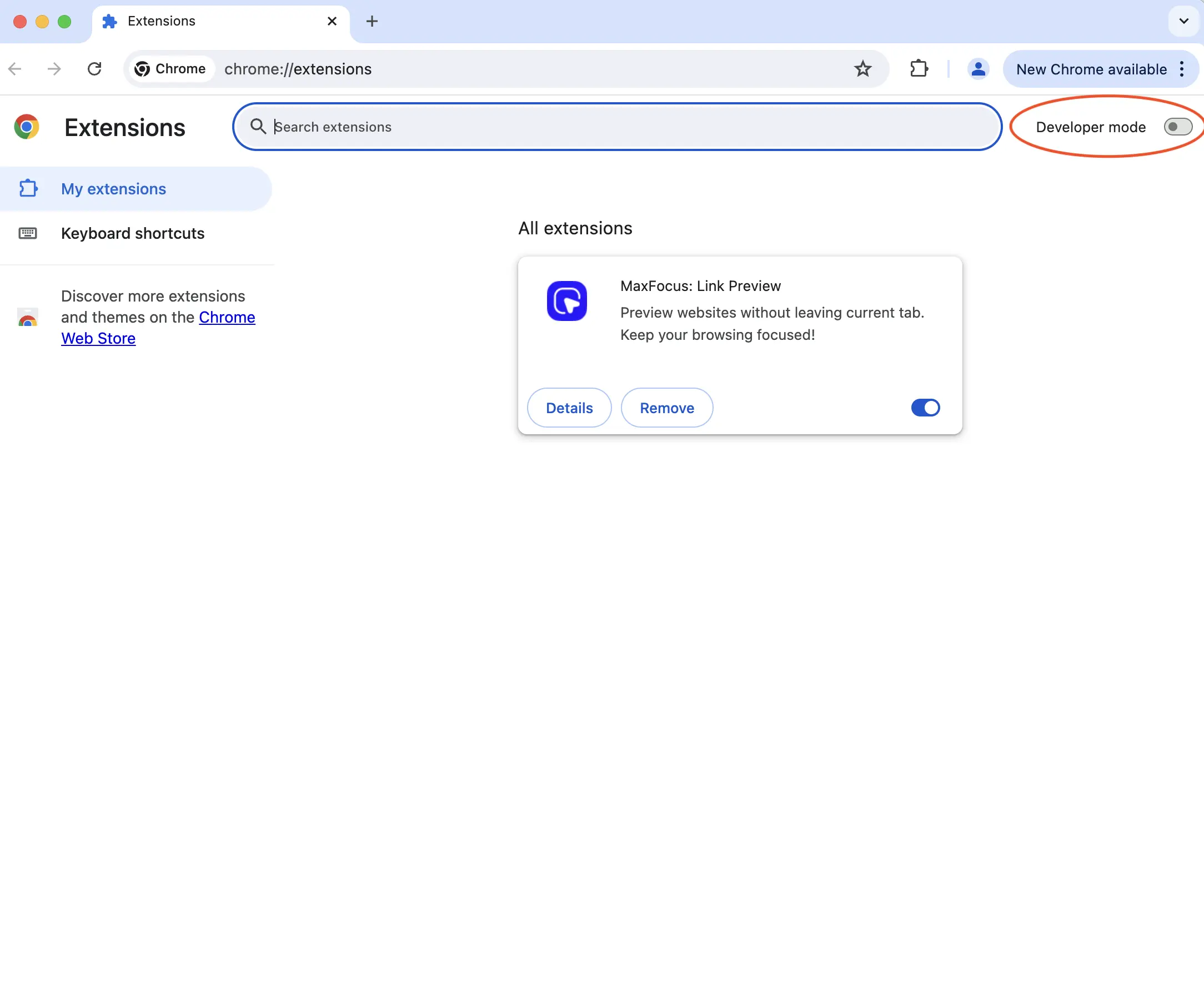 Включение Режима разработчика в Chrome